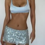 Belle Mini Skirt - Blue Sequined
