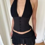 Lisa Button Up Top Black